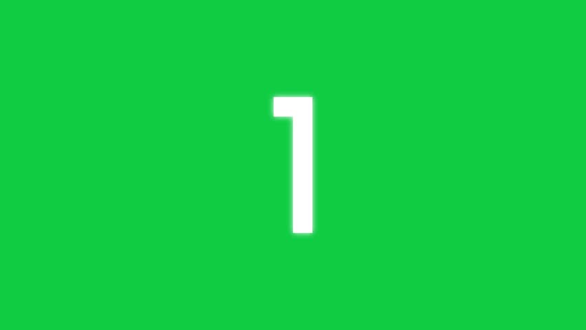 10 seconds countdown timer distorted animation in white neon color and green screen background. Perfect for motion graphic projects.