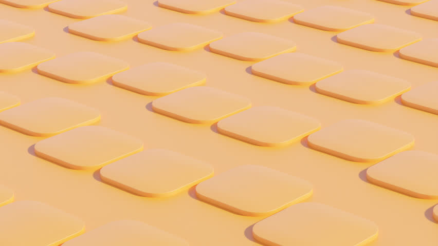 Abstract Monochromatic 3D Animation in Orange Featuring Flat Square Shapes Sliding Smoothly Across a Textured Surface, Perfect for Ads and Creative Visuals