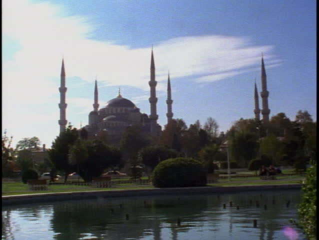 The Blue Mosque of Istanbul with pond in the foreground