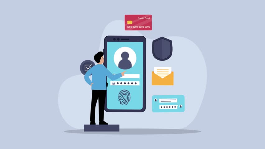 Digital Security and User Authentication cartoon animation - Powered by Shutterstock - Get 15% off with code: PIKWIZARD15