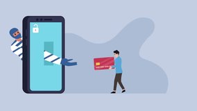 Cybercrime and Online Fraud Concept with Mobile Phishing cartoon animation - Powered by Shutterstock - Get 15% off with code: PIKWIZARD15
