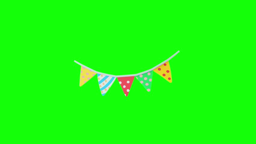 birthday party equipment, animation, green screen background