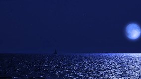 Sailing boat silhouette with starry Milky Way skies and full Moon above open ocean waters.	
 - Powered by Shutterstock - Get 15% off with code: PIKWIZARD15