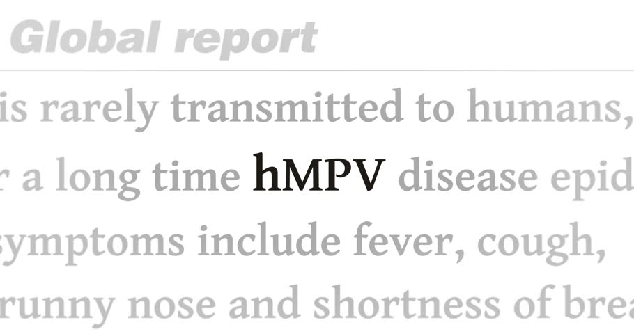 hMPV virus epidemic and metapneumovirus outbreak headline news across international media. Abstract concept of internet news titles on screens loop. Seamless and looped animation.