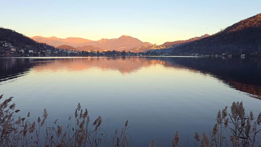 Lake Lugano and the Monte San Salvatore in the border of Italy and Switzerland