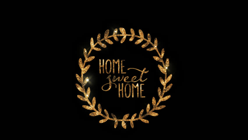 Home Sweet Home gold logo, gold particles, alpha channel