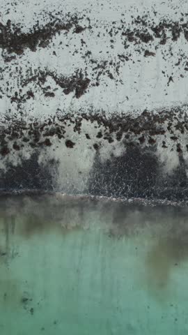 drone video above the sea with sunset