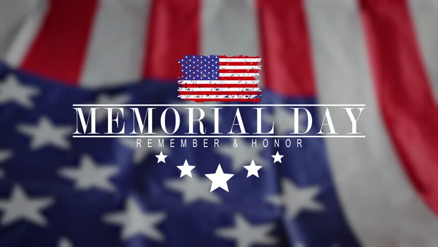 Happy memorial day Animation . Memorial day with American flag waving background. Great for use on Memorial Day event in United States. 4K animated footage.