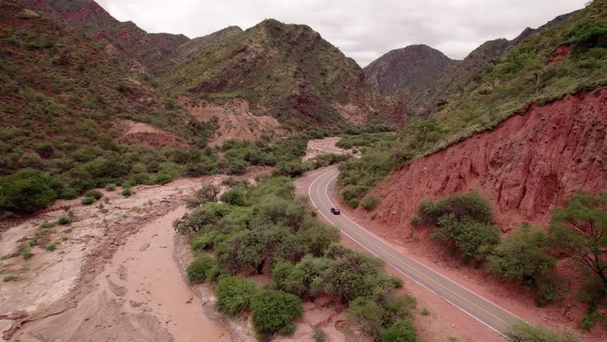 Scenic Drive Through Mountainous Terrain in a Remote Area