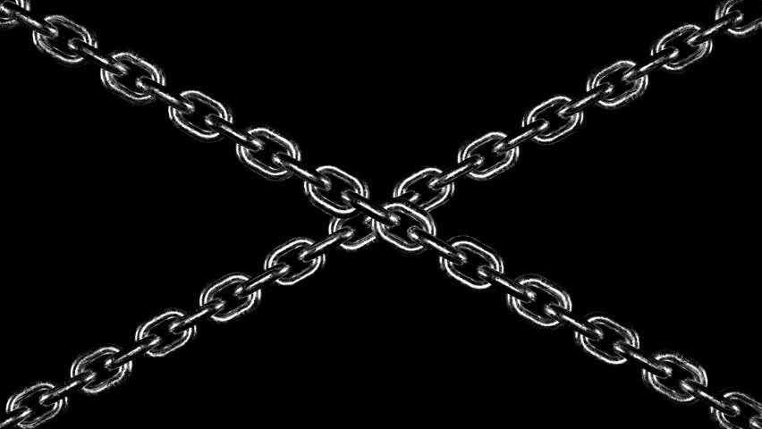 Crossed rough silver chains endlessly pull like overlay, background with alpha channel 3d render. Chains design element, data loading, establishing links, connecting, merging, grunge style