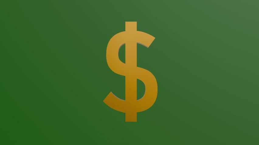 3d dollar sign with green screen
