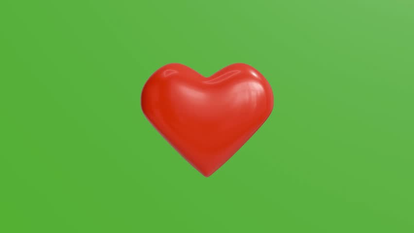 3d heart with green screen