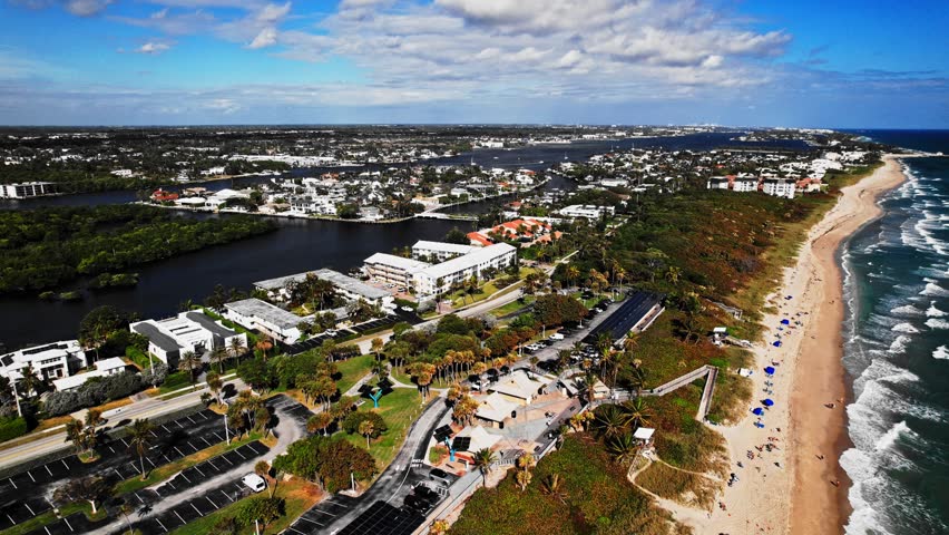 Aerial View of Boynton Beach, Florida, Ocean, Beach, and Cityscape