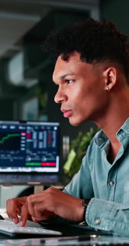 Neck pain, sprain and businessman in office, exhausted with 404 error, stock issue and policy. Frustrated, fatigue and tired market trader with stress, anxiety and burnout for overtime financial fail