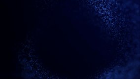 Particles energy tunnel from plasma fractals on dark blue technology background. Deep flowing sci fi vortex rotating in space. Glowing bokeh sci fi waves twirl. 4k 60fps looped graphic. - Powered by Shutterstock - Get 15% off with code: PIKWIZARD15