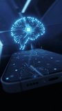 3D futuristic neon AI hologram hud and digital brain with smartphone display. Artificial Intelligence technology concept. Chat deep learning. Cyber innovation mobile app - Powered by Shutterstock - Get 15% off with code: PIKWIZARD15