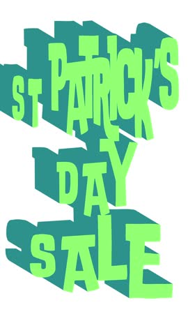 st patricks day sale text animation vertical video for social media story reels. 3D Illustration