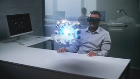 African American Engineer Uses Augmented Reality Headset to Visualize Virtual 3D Holographic Model of AI Core and Neural Network. Futuristic Data Analysis And Artificial Intelligence Integration. - Powered by Shutterstock - Get 15% off with code: PIKWIZARD15
