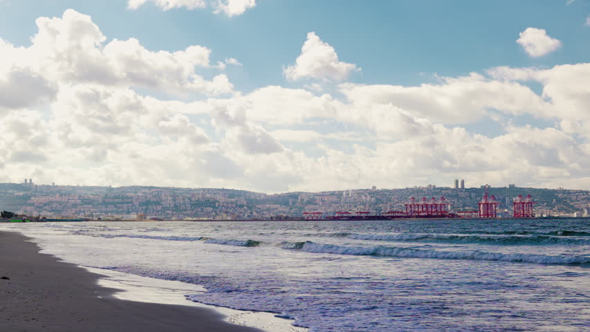 Haifa. Israel. Panoramic view of Haifa Bay, Panorama of Haifa and Mount Carmel.