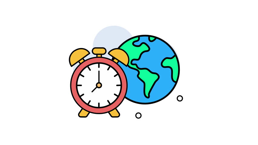 globe and alarm clock icon animation. 4K motion animation. - Powered by Shutterstock - Get 15% off with code: PIKWIZARD15