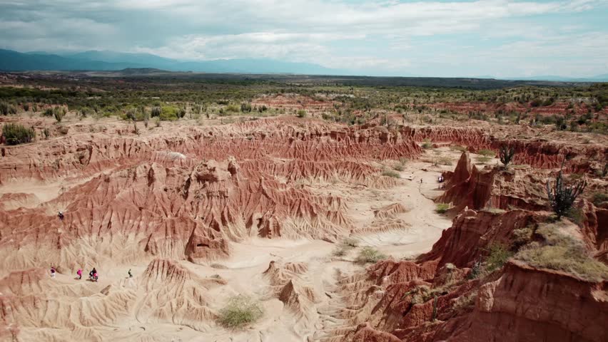 Aerial View of Stunning Desert Landscape and Canyons - Tatacoa Desert, Huila, Colombia