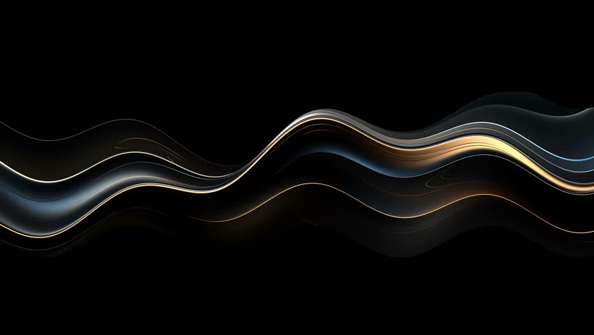 Abstract Dark Wave: Elegant, flowing dark waves with hints of gold and silver create a sophisticated and modern abstract design. Perfect for backgrounds or design elements. 