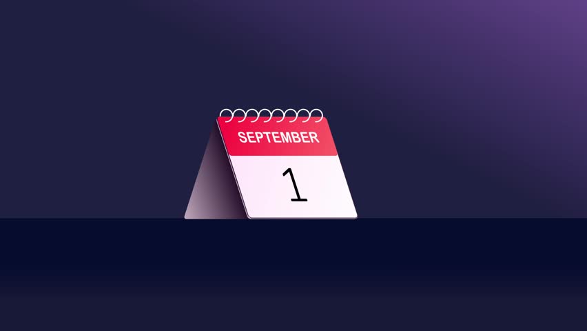 Dates Changing Time Lapse of Month September in Calendar