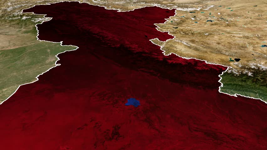 Map of Delhi, India Zomming and Rotating