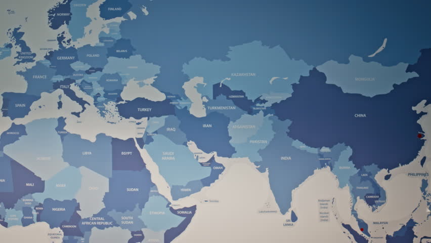 Global distribution company wall closeup. World map in analytics department monitoring office. Atlas with different countries for international import strategy at spacious cabinet. Business concept