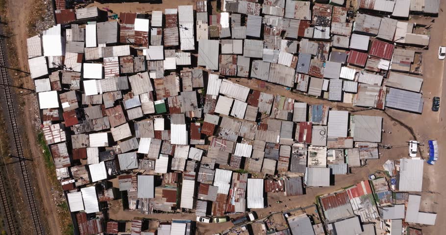 Birds Eye View of Poor South African Township Neighborhood. Apartheid History