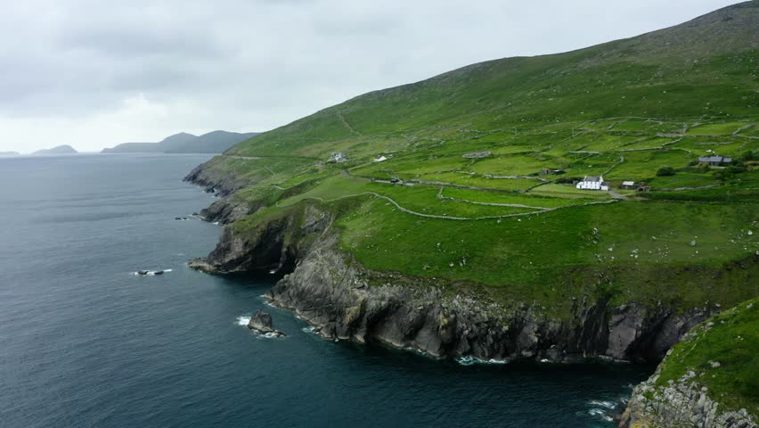 Aerial view of the Dingle Peninsula off the coast of Ireland.