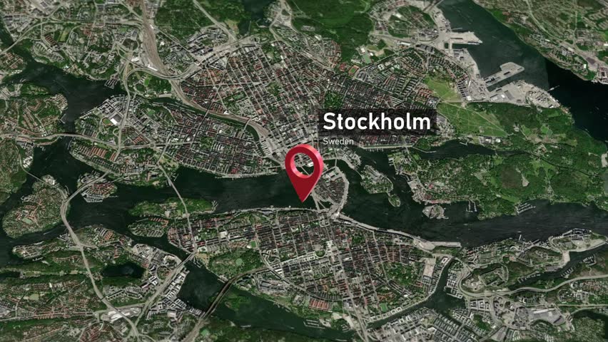 Stockholm City Map Zoom (Sweden) from Space to Earth