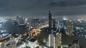 Time lapse of Bangkok Thailand at night. Lightning can be seen flashing in the clouds. - Powered by Shutterstock - Get 15% off with code: PIKWIZARD15