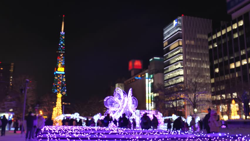 Sapporo White Illumination 2024.
Night view.
Blur effect.
Odori venue.
Sapporo.
Hokkaido.