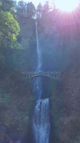 USA, Portland, scenic Multnomah Falls in Oregon Columbia River Gorge.