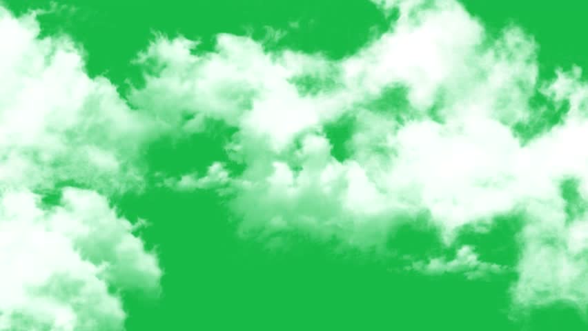 Moving clouds on green screen background motion graphics. 