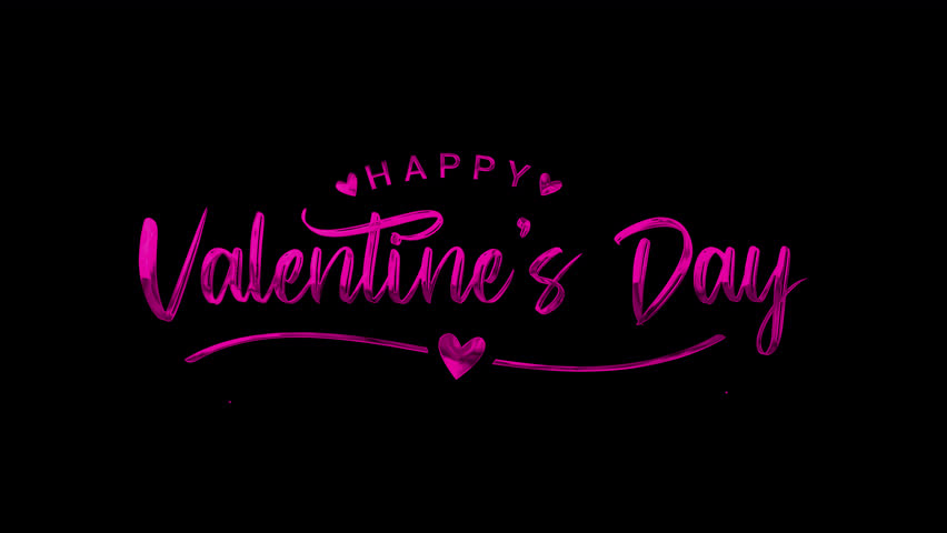 Happy valentines day text animation with transparent background. Animated text in purple color. Suitable for valentines day celebration or greeting card.