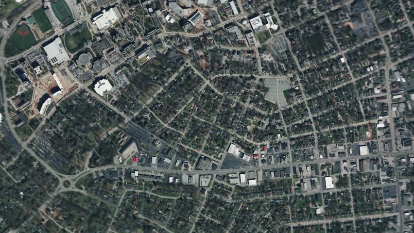 Earth zoom in from space and focus on Bowling Green, Kentucky, USA. 3D Animation. Video footage. Background for travel intro.