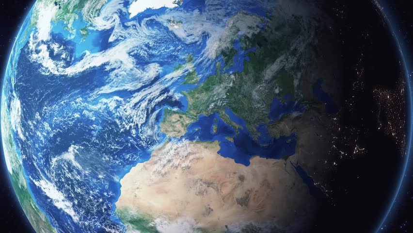 Earth zoom in from space and focus on Cheyenne, Wyoming, USA. 3D Animation. Video footage. Background for travel intro.