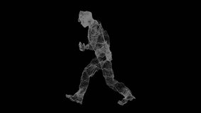 Dynamic walking man logo on black background. A symbol of movement and dynamics. - Powered by Shutterstock - Get 15% off with code: PIKWIZARD15