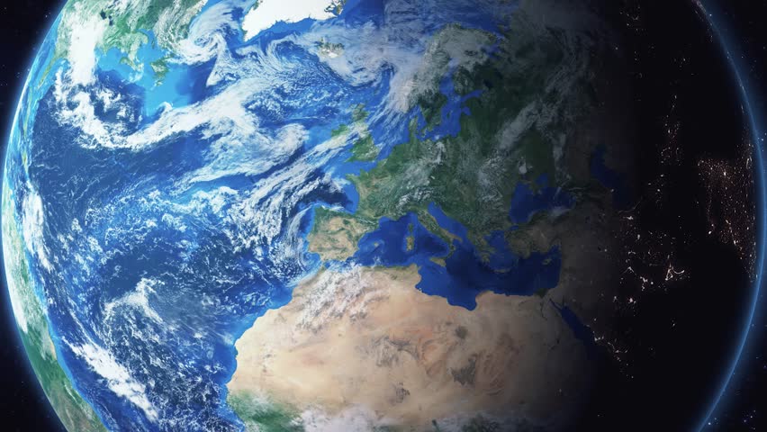 Earth zoom in from space and focus on Marysville, Washington, USA. 3D Animation. Video footage. Background for travel intro.