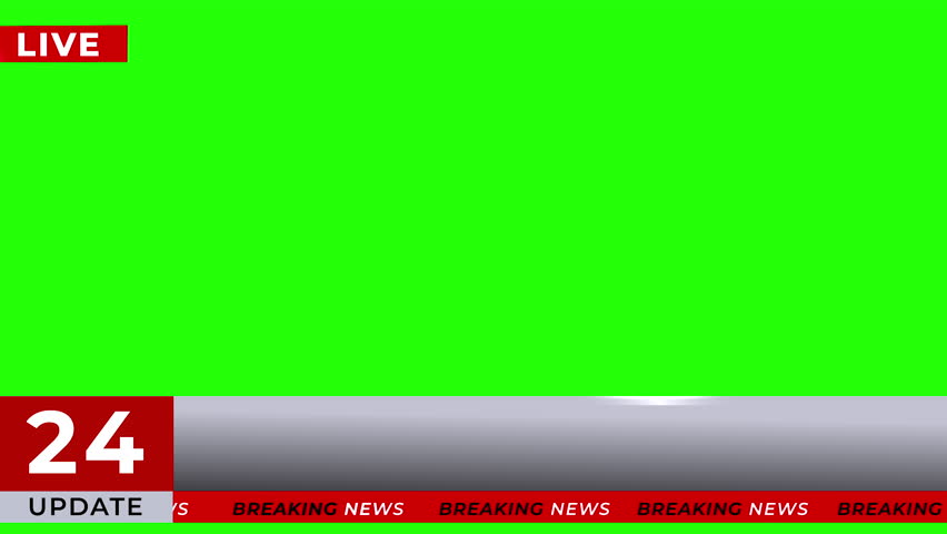 Breaking News - Lower third live breaking news background green screen and seamless looping ticker with blank text boxes.