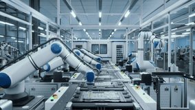 Automated Robotic Arms Assembling Circuit Boards on a Conveyor. Electronics Manufacturing with Precision and Efficiency. High-Tech Technology Production in a Futuristic Industrial Environment - Powered by Shutterstock - Get 15% off with code: PIKWIZARD15