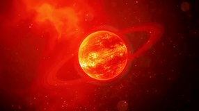 a large and brightly lit planet. The planet is surrounded by very large rings and looks like the rings of the planet Saturn. - Powered by Shutterstock - Get 15% off with code: PIKWIZARD15