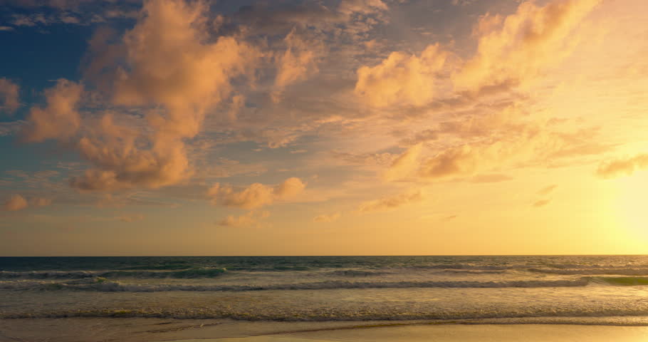 Nature video Sunrise over horizon Scene landscape beautiful beach sea sunrise time DCI4K 4096x2160p. High quality footage ProRes422