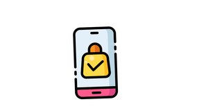 Animated phone screen with yellow lock symbolizing successful purchase suitable for ecommerce websites, financial blogs, technology articles, and cybersecurity concepts. - Powered by Shutterstock - Get 15% off with code: PIKWIZARD15