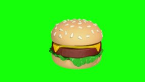 hamburger 3d icon animation. 3d rendering of cheeseburger. isolated motion of burger 3d icon rotation - Powered by Shutterstock - Get 15% off with code: PIKWIZARD15