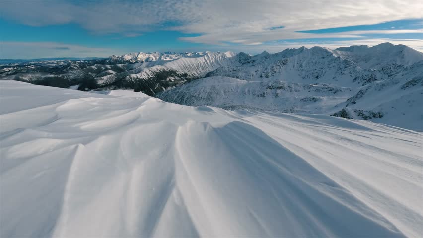 Beauty of frozen snowy nature in winter alps mountains 
