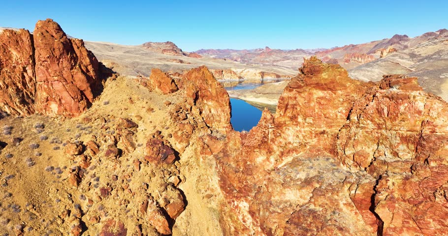 Rugged Canyonlands And Serene Waters Owyhee Lake Oregon Aerial Drone Views