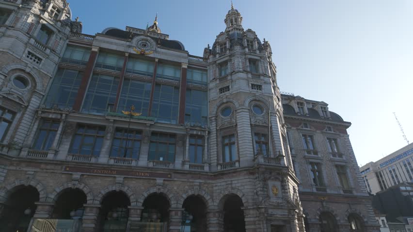 Belgium Antwerp Central Station, iconic historic railway hub with majestic architecture